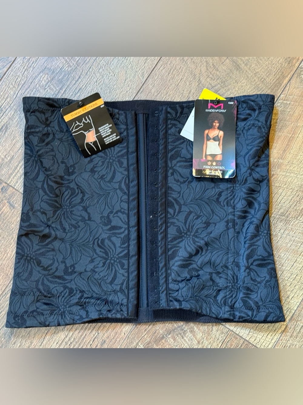 Maiden form Black Floral Waist Trainer Corset with Front Hooks